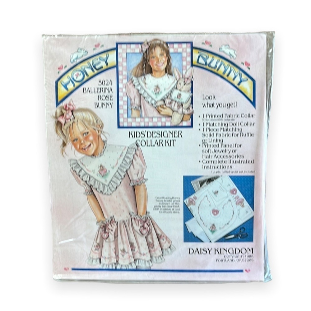 1988 Honey Bunny Kids Designer Collar Kit Daisy Kingdom Ballerina Rose 5024‎ NEW